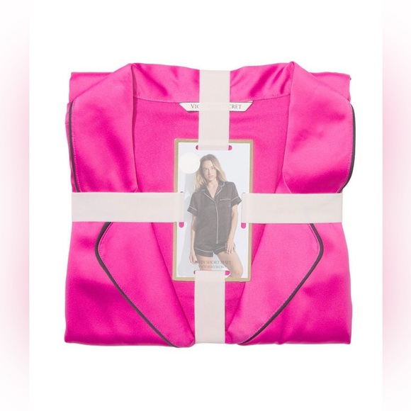 Brand New VS Satin Fuchsia Frenzy Short PJ (XL) & Bombshell Candle 10.2oz SET - Picture 4 of 11